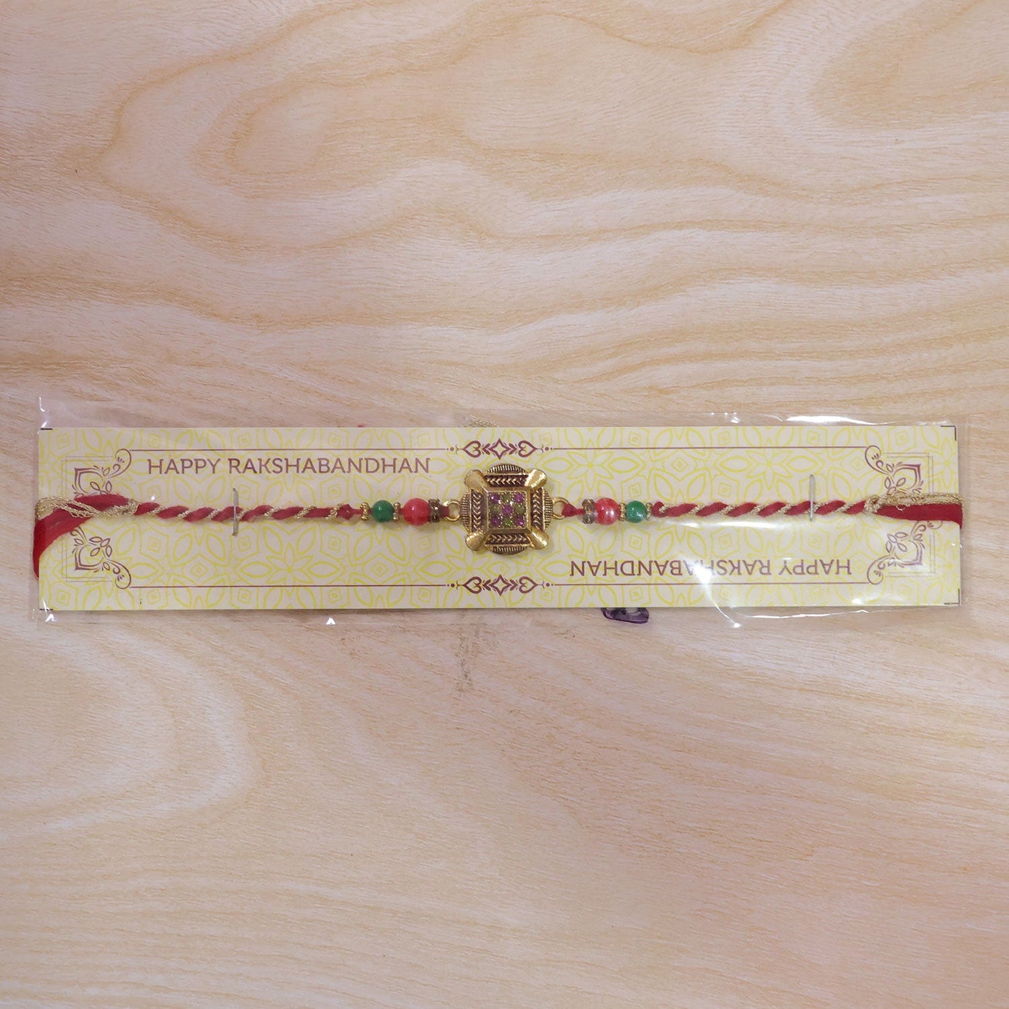 Square Cushion Stone Studded Premium Designer Rakhi for Brother