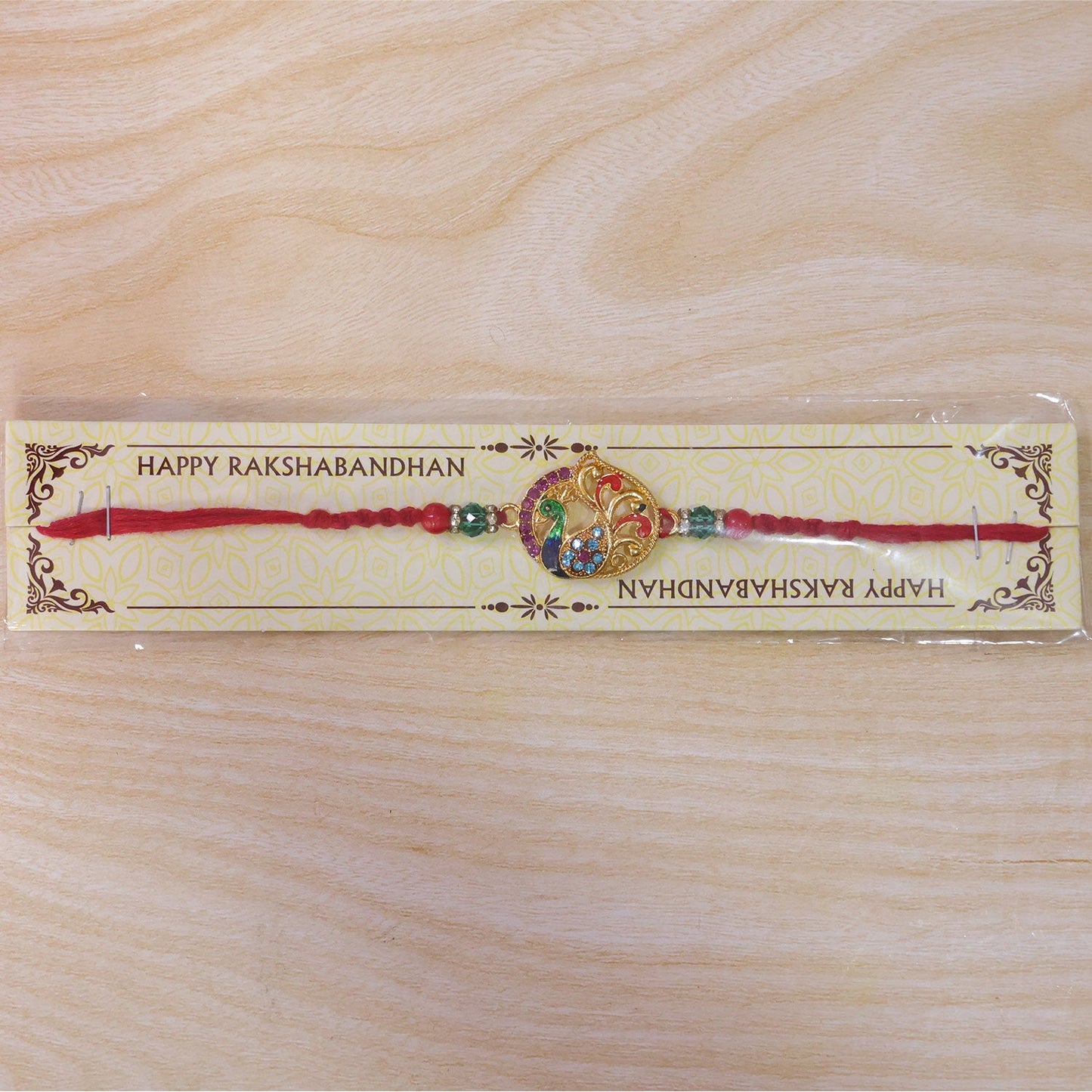 Peacock Paisley Stone Studded Premium Designer Rakhi for Brother
