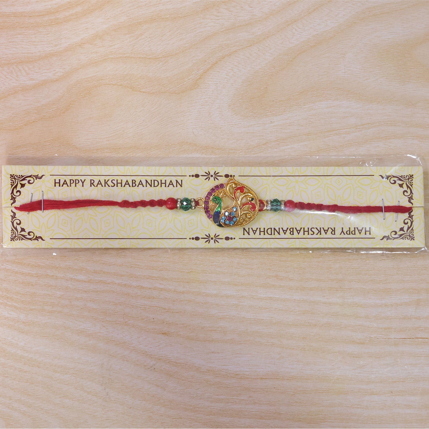 Peacock Paisley Stone Studded Premium Designer Rakhi for Brother