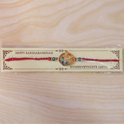 Peacock Paisley Stone Studded Premium Designer Rakhi for Brother