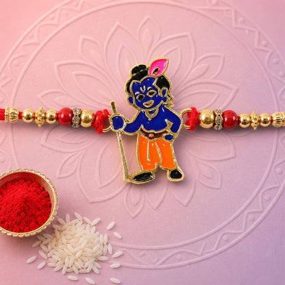 Krishna Character Beaded Designer Premium Traditional Rakhi for Brother