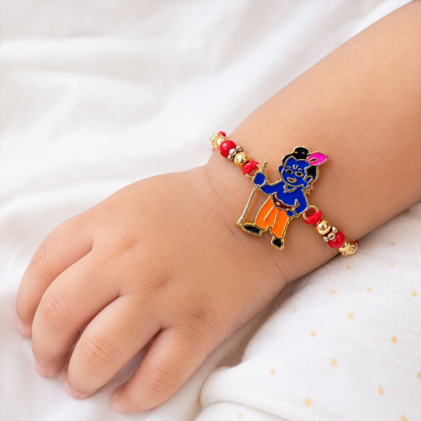 Krishna Character Beaded Designer Premium Traditional Rakhi for Brother