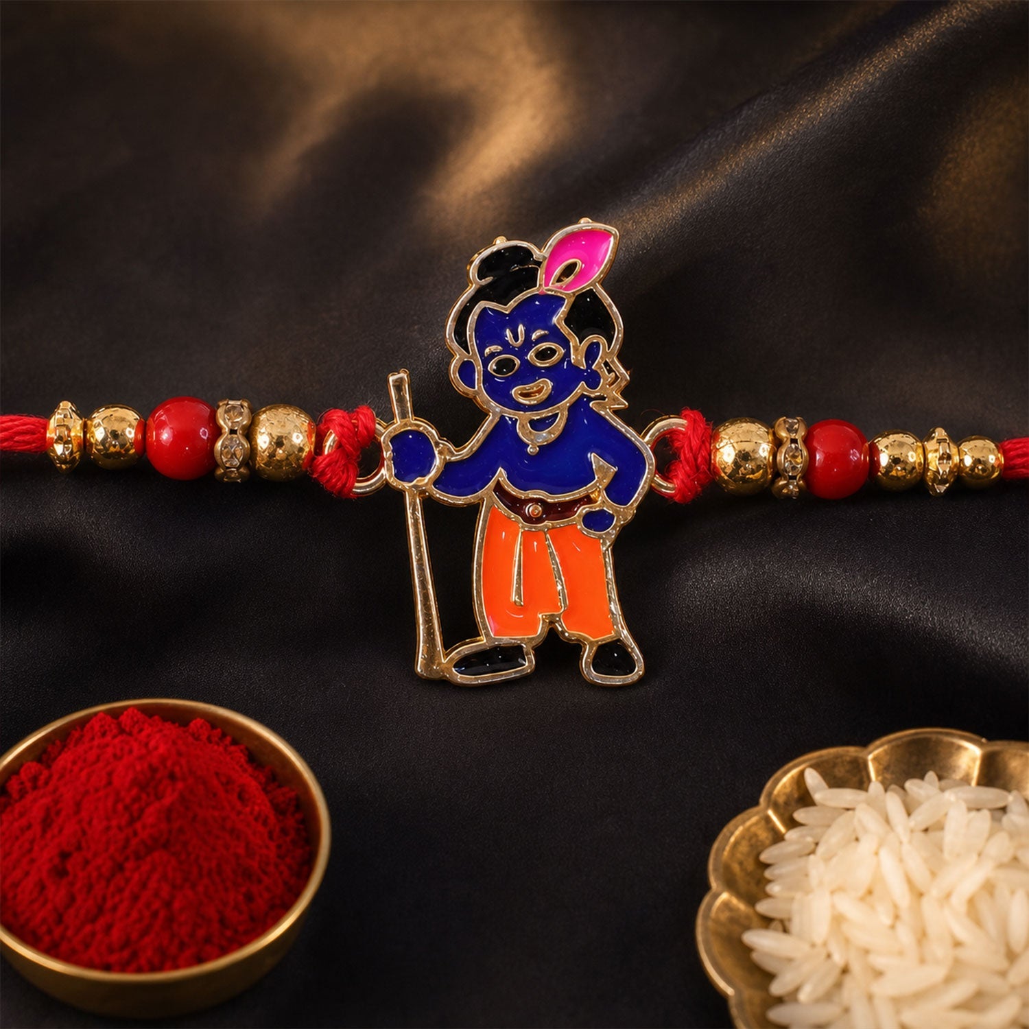 Krishna Character Beaded Designer Premium Traditional Rakhi for Brother