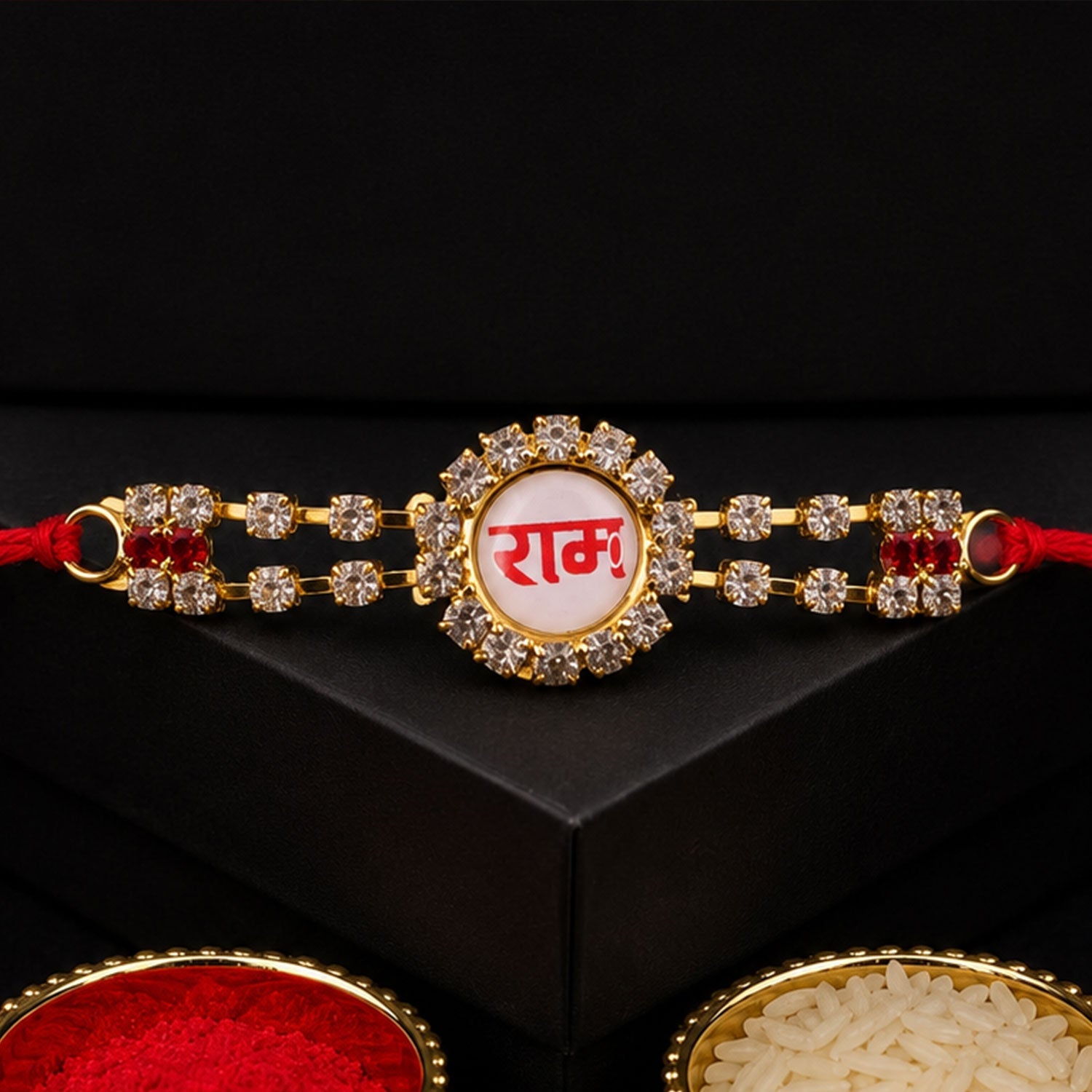 Ram Text Premium Stone Studded Designer Rakhi for Brother