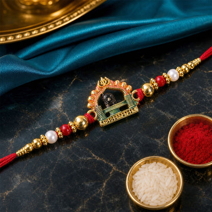 Temple Kundan Beads Rakhi for Brother Bhai Raksha Bandhan Festival Special Gift Set