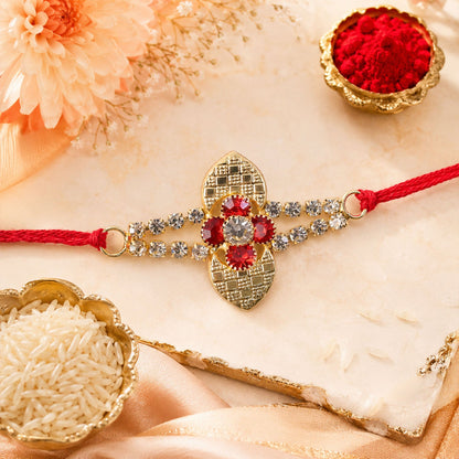 Floral Stone Bracelet Style Premium Designer Rakhi for Brother