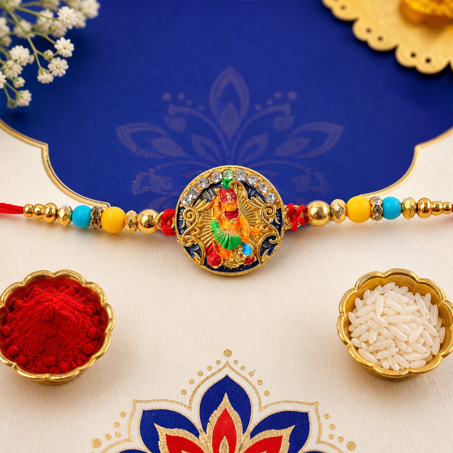 Divine Hanuman ji Beaded Designer Premium Traditional Rakhi for Brother