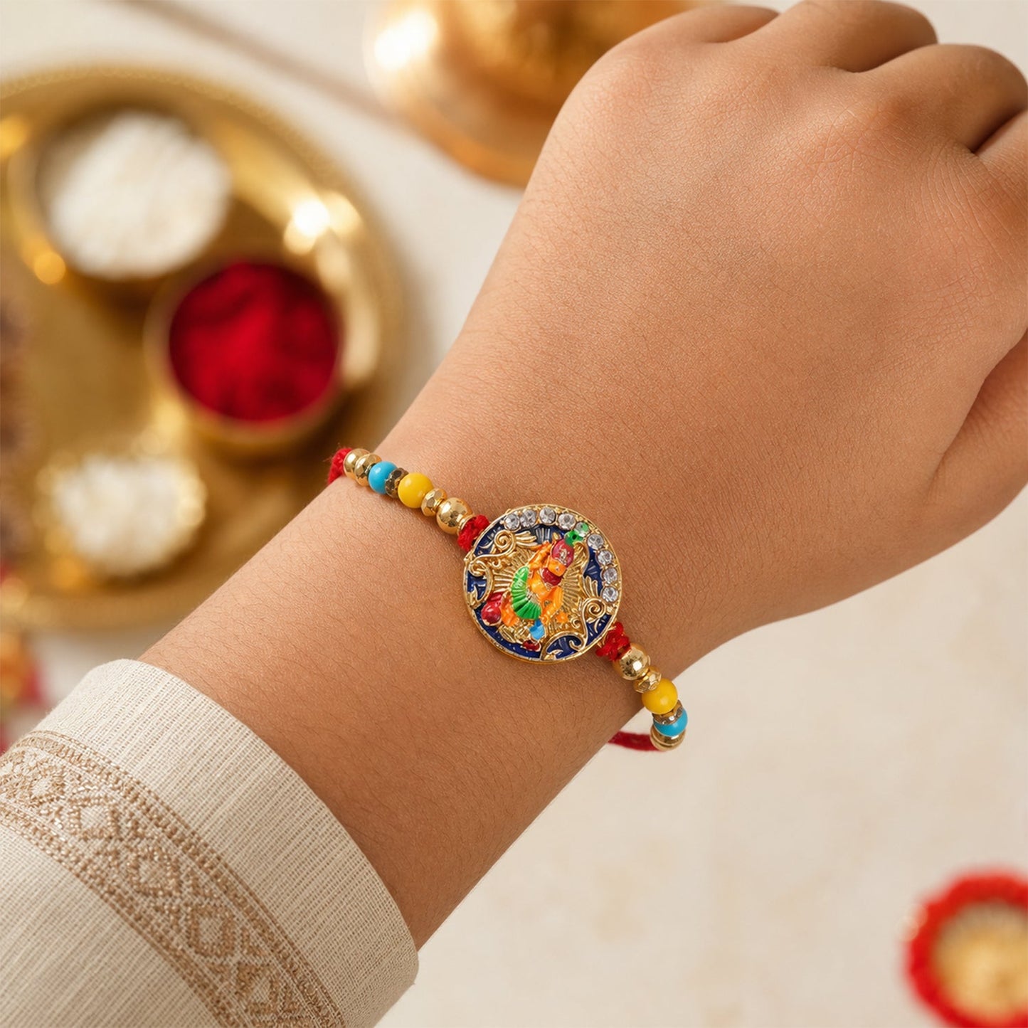 Divine Hanuman ji Beaded Designer Premium Traditional Rakhi for Brother