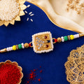 Stone Studded Rakhi for Brother – Traditional Square Design