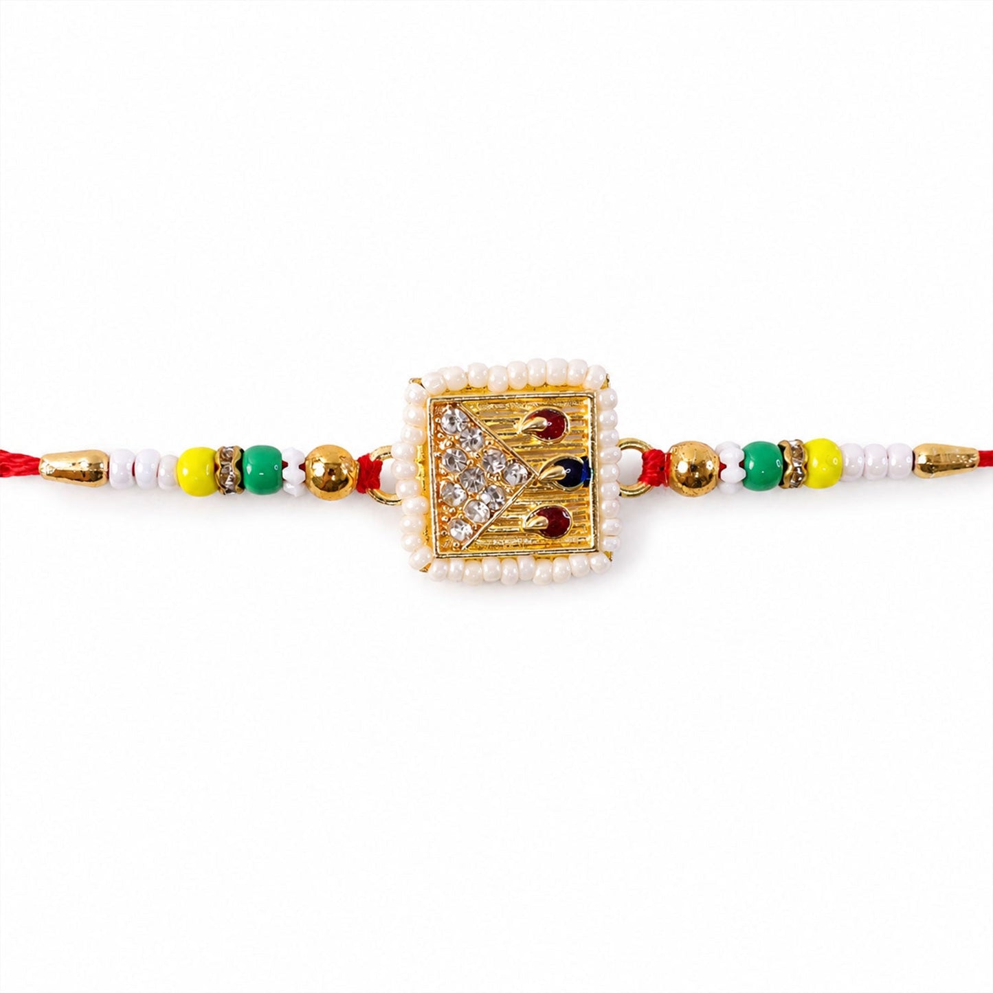 Square Stone Studded Designer Premium Traditional Rakhi for Brother