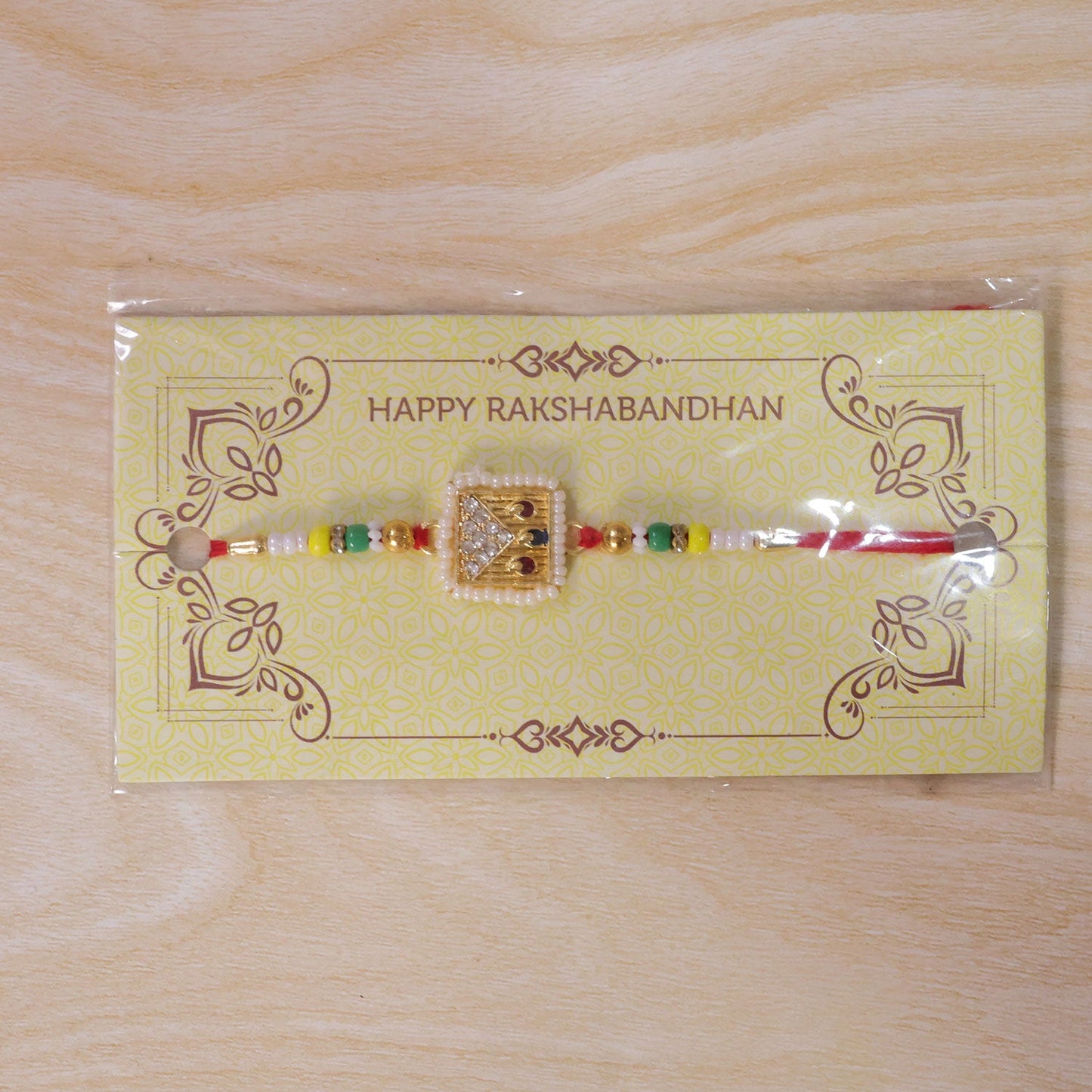 Square Stone Studded Designer Premium Traditional Rakhi for Brother