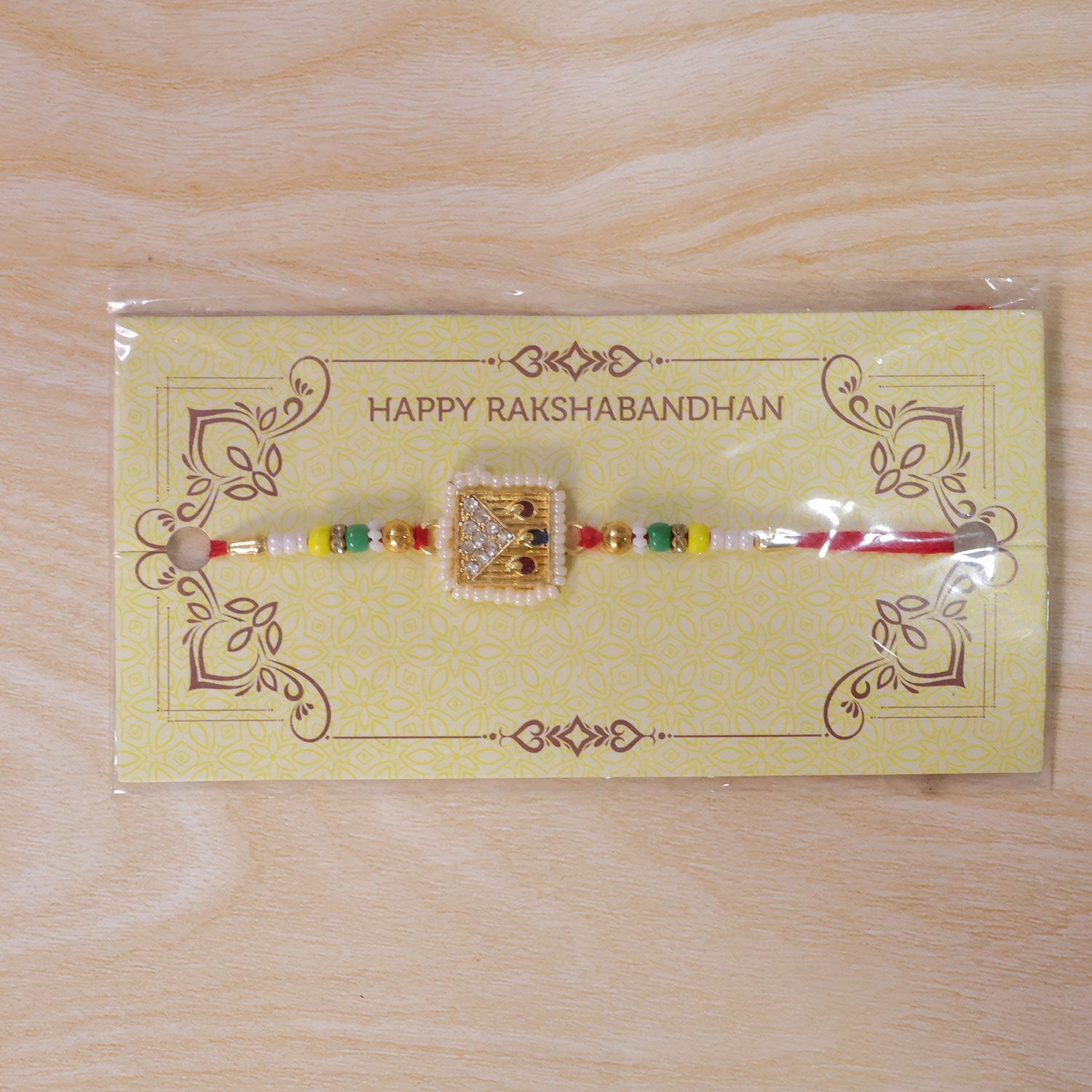 Square Stone Studded Designer Premium Traditional Rakhi for Brother