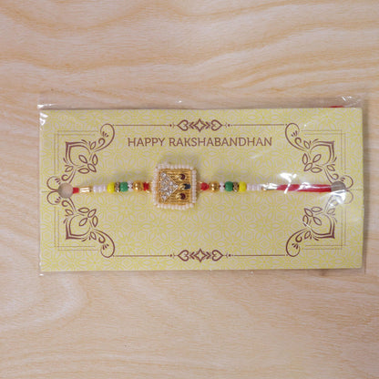 Square Stone Studded Designer Premium Traditional Rakhi for Brother