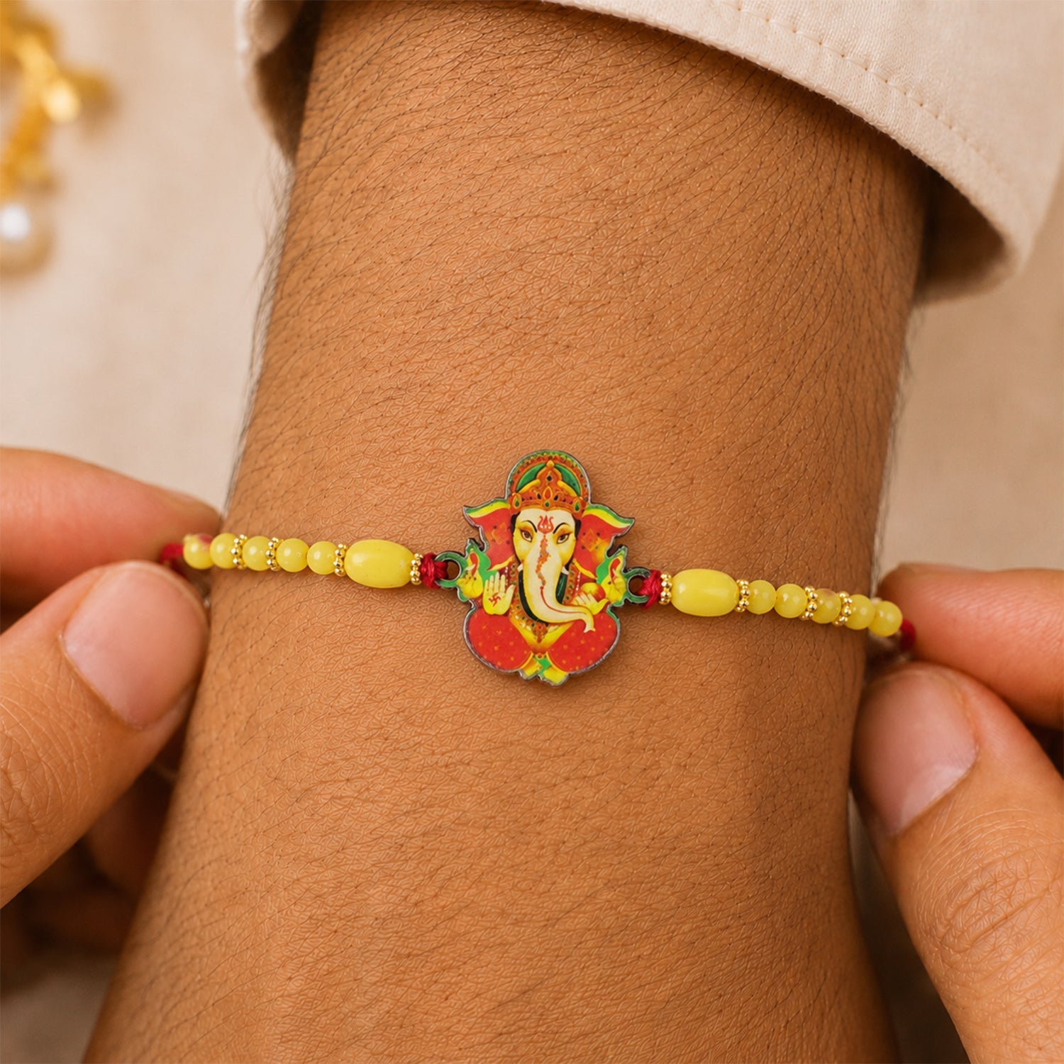 Lord Ganesha Charm Premium Designer Rakhi for Brother