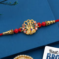 Divine Shiv Trishul Rakhi for Brother – Sacred Crystal Stones Design