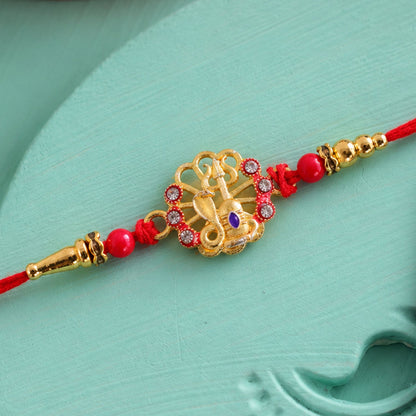 Divine Shiv Trishul Rakhi with Crystal Stones Rakhi for Brother