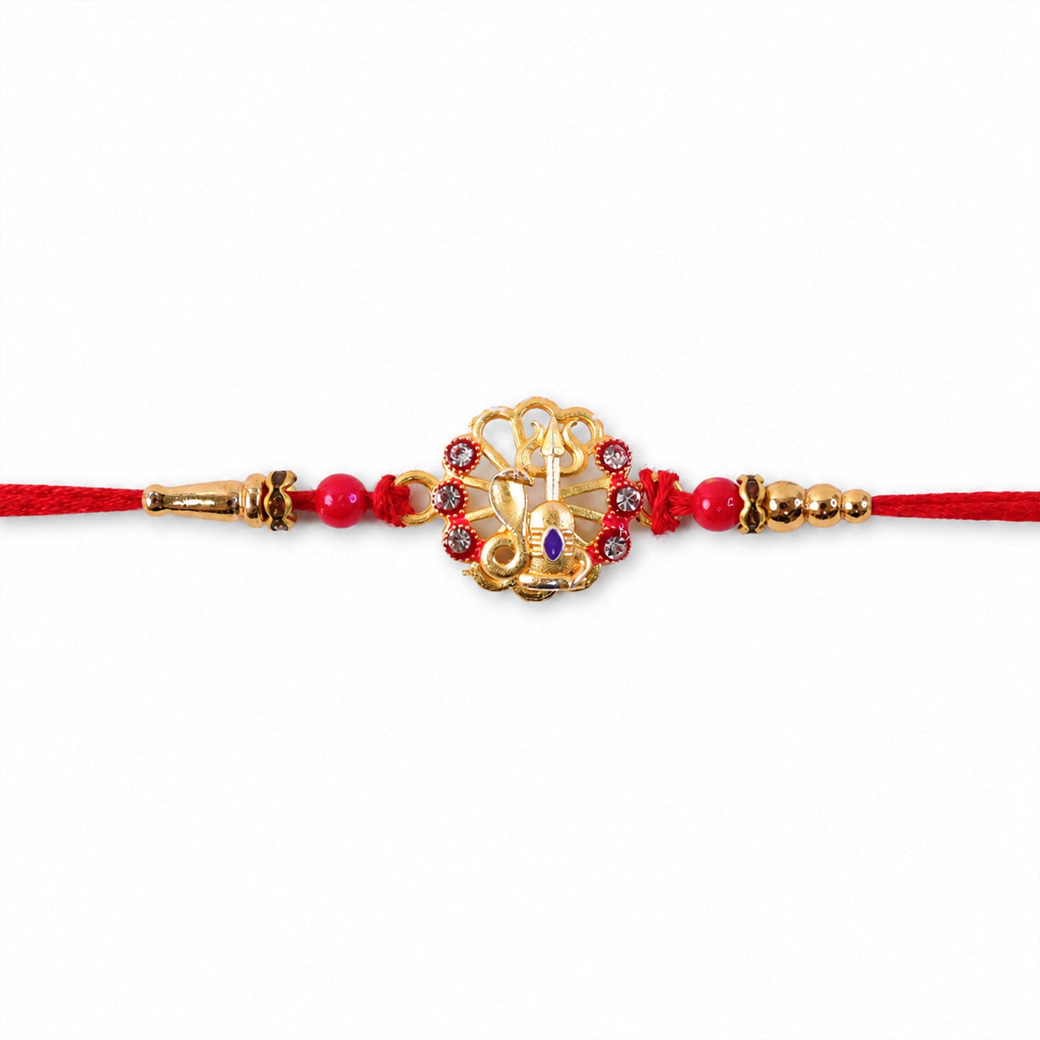Divine Shiv Trishul Rakhi with Crystal Stones Rakhi for Brother