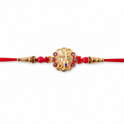 Divine Shiv Trishul Rakhi with Crystal Stones Rakhi for Brother