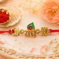 Radhe Text Rakhi for Brother – Beaded Traditional Design