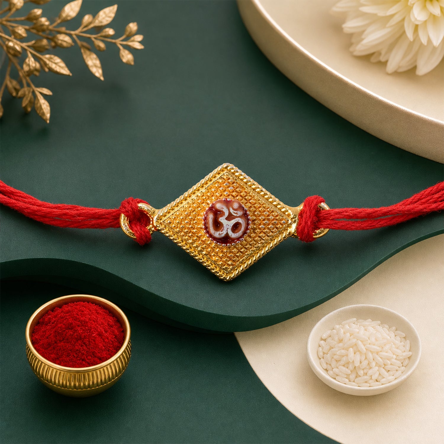 Om Symbol Square Designer Premium Traditional Rakhi for Brother