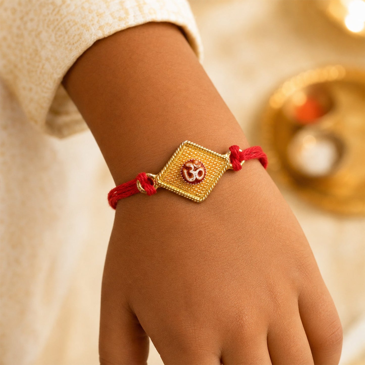 Om Symbol Square Designer Premium Traditional Rakhi for Brother