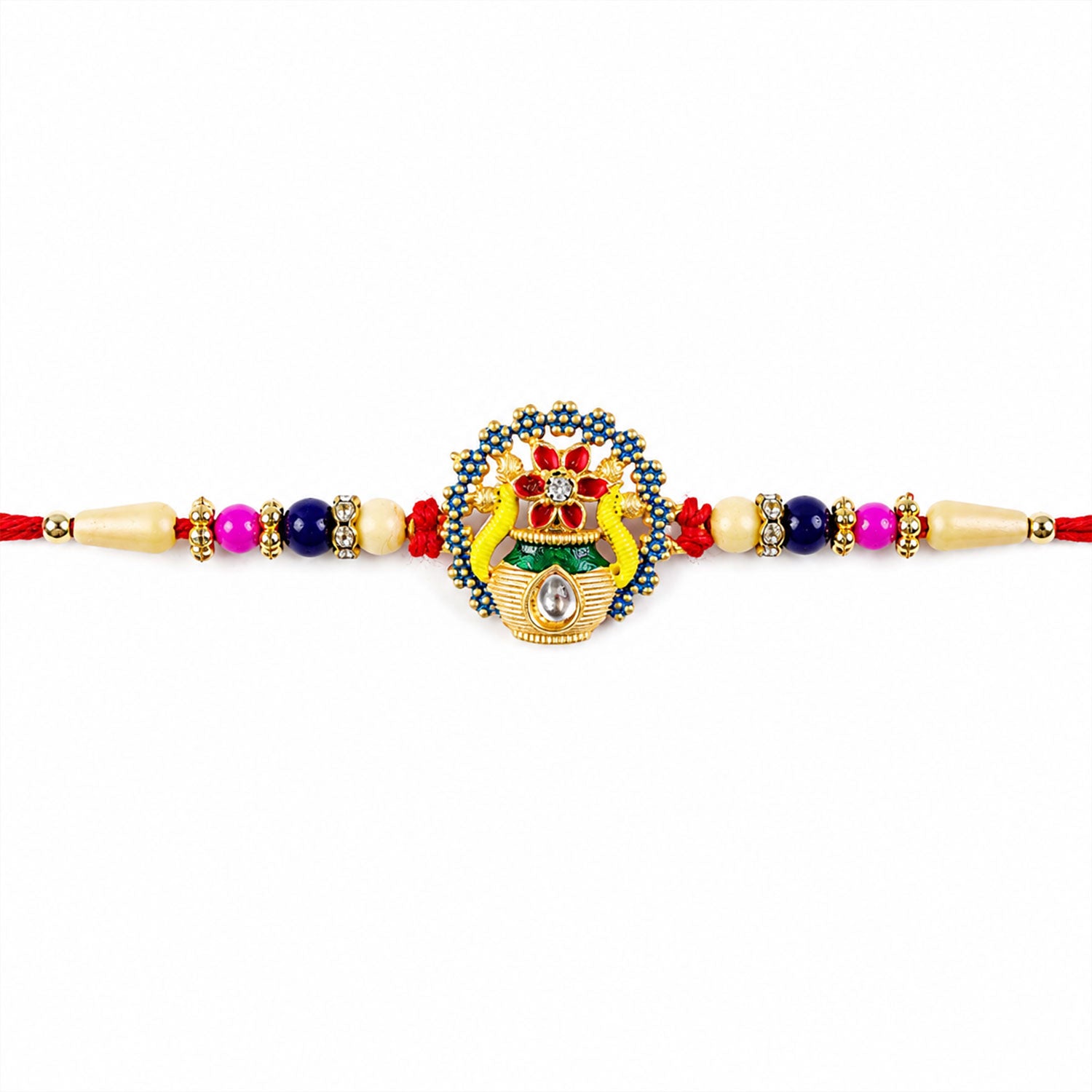 Divine Mangal Kalash Rakhi with Kundan & Meenakari – Rakhi for Brother