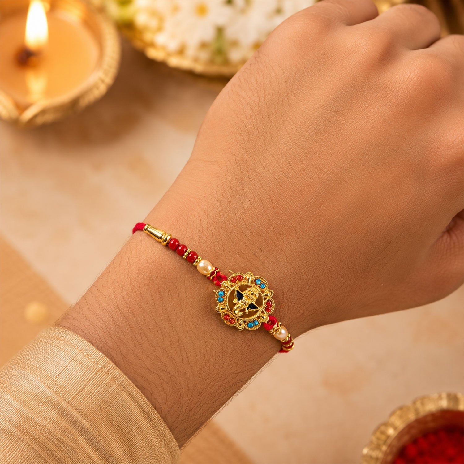 Lord Ganesh Motif Premium Designer Rakhi for Brother
