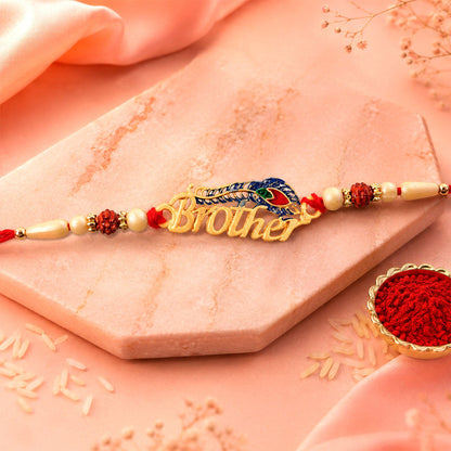 Brother Text Beaded Designer Premium Traditional Rakhi for Brother