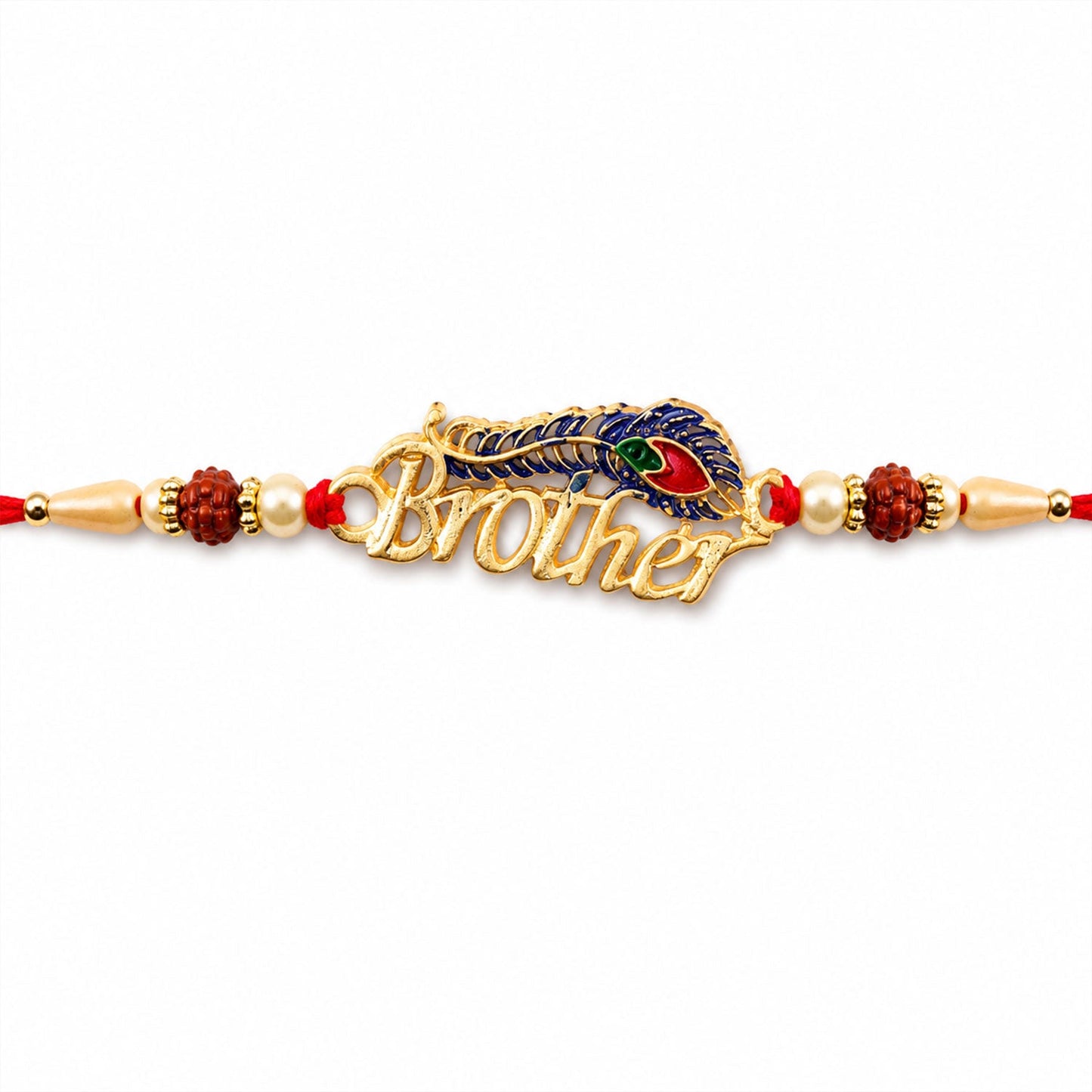 Brother Text Beaded Designer Premium Traditional Rakhi for Brother