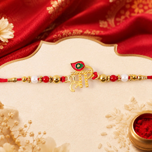 Shree Text Beaded Designer Premium Traditional Rakhi for Brother