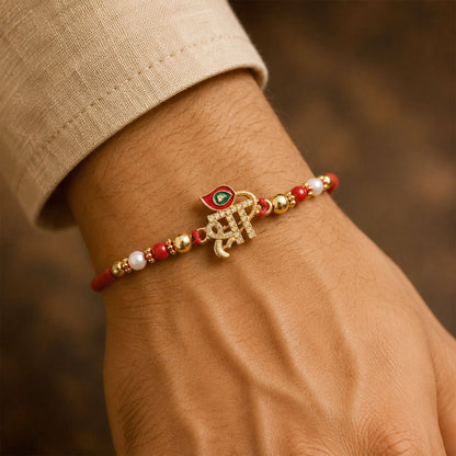 Shree Text Beaded Designer Premium Traditional Rakhi for Brother