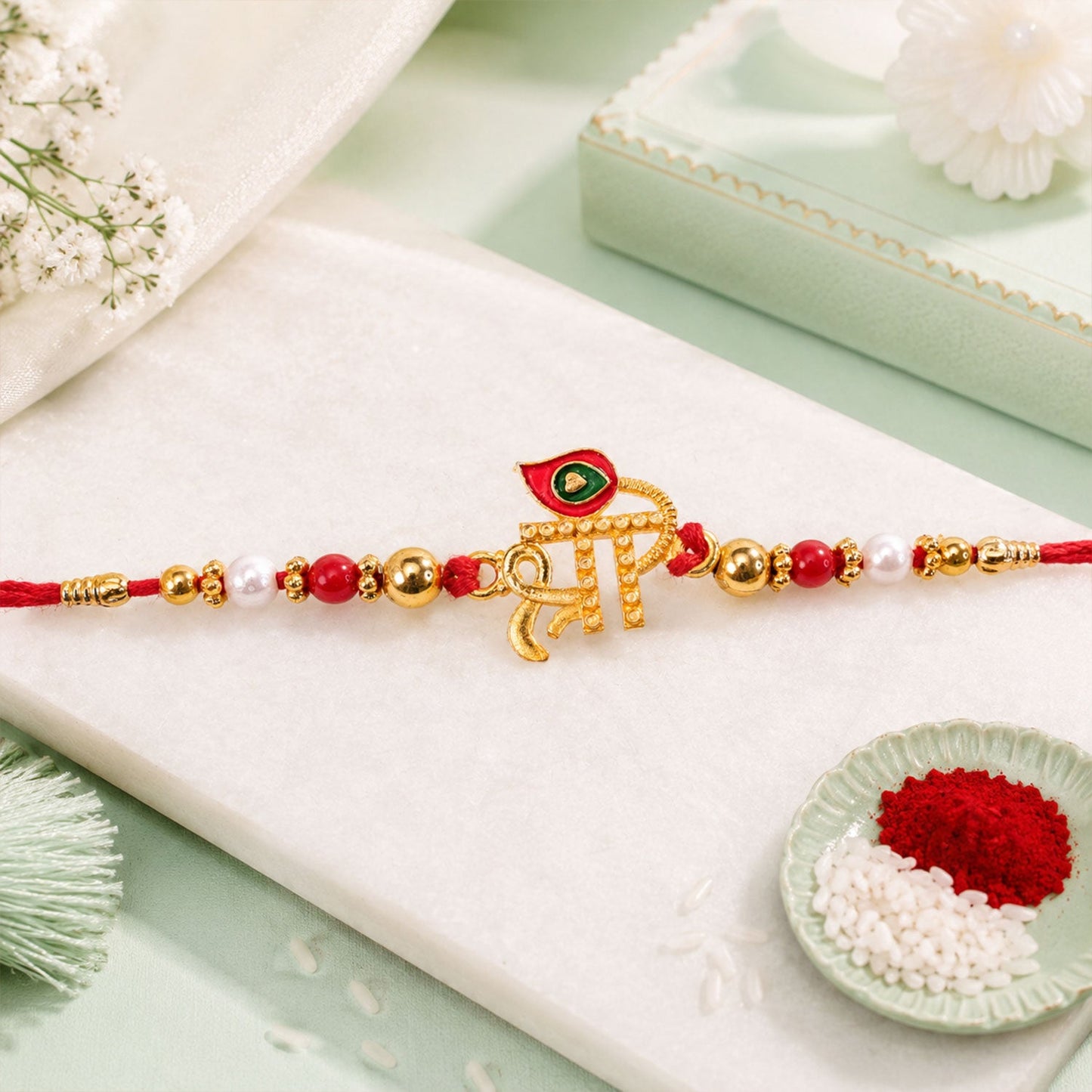 Shree Text Beaded Designer Premium Traditional Rakhi for Brother