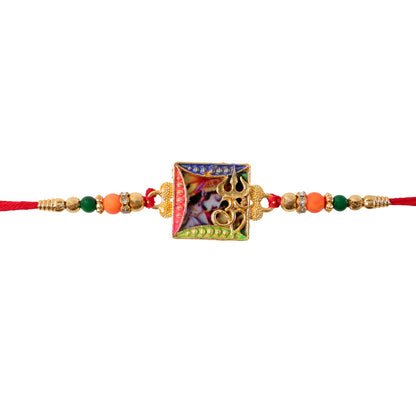Divine Krishna Frame Stone Studded Premium Designer Traditional Rakhi for Brother