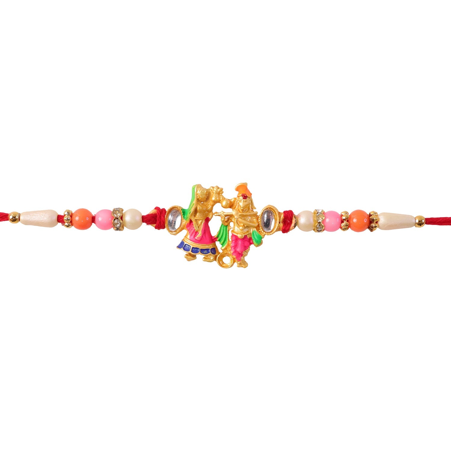Divine Radha Krishna Rakhi with Kundan & Meenakari Rakhi for Brother