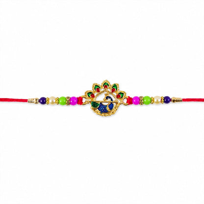 Peacock Motif Stone Studded Designer Rakhi for Brother