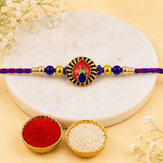 Leaf Motif Stone Studded Designer Rakhi for Brother