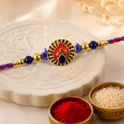 Leaf Motif Stone Studded Designer Rakhi for Brother