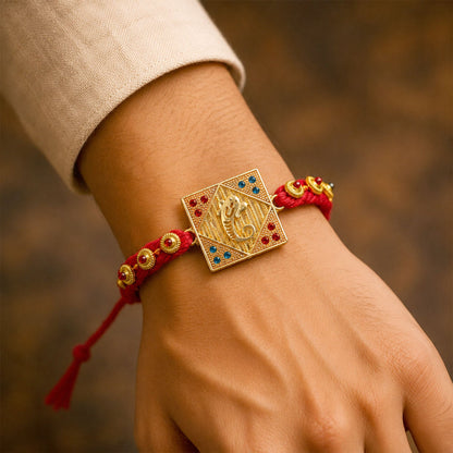 Ganesh Square Designer Premium Traditional Rakhi for Brother