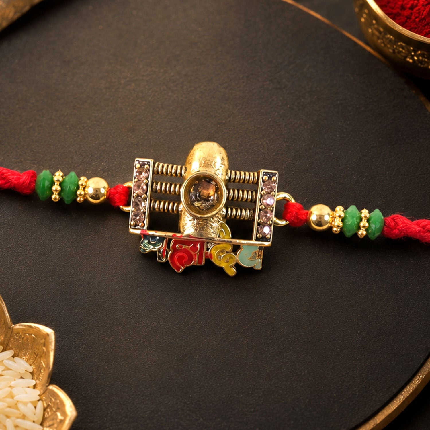 Divine Mahadev Shivling Rakhi with Stones & Beads Rakhi for Brother