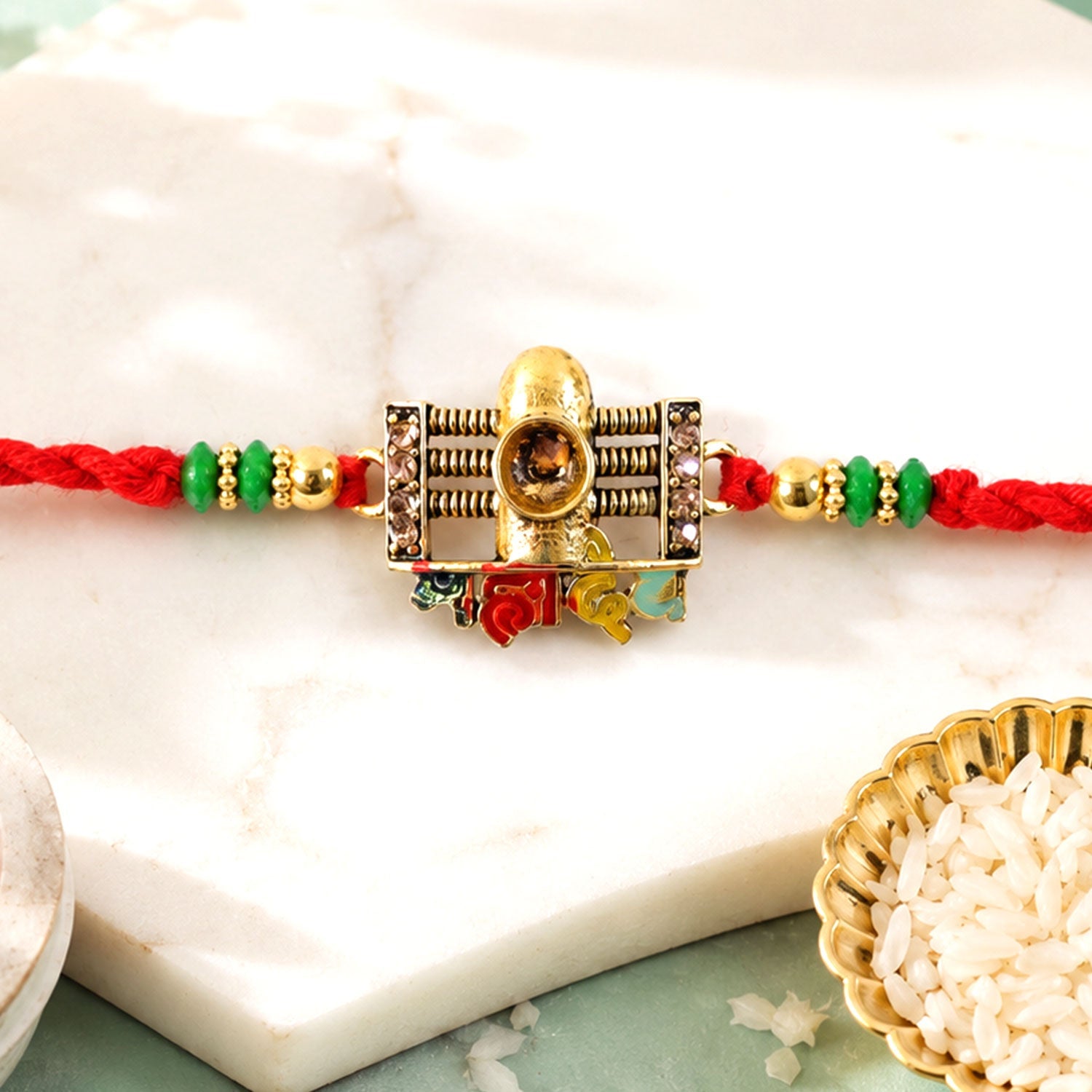Divine Mahadev Shivling Rakhi with Stones & Beads Rakhi for Brother