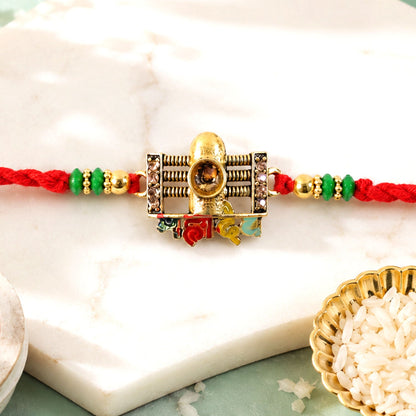 Divine Mahadev Shivling Rakhi with Stones & Beads Rakhi for Brother