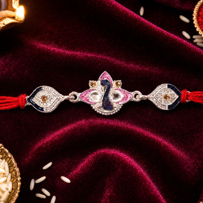 Peacock Stone Studded Designer Premium Traditional Rakhi for Brother