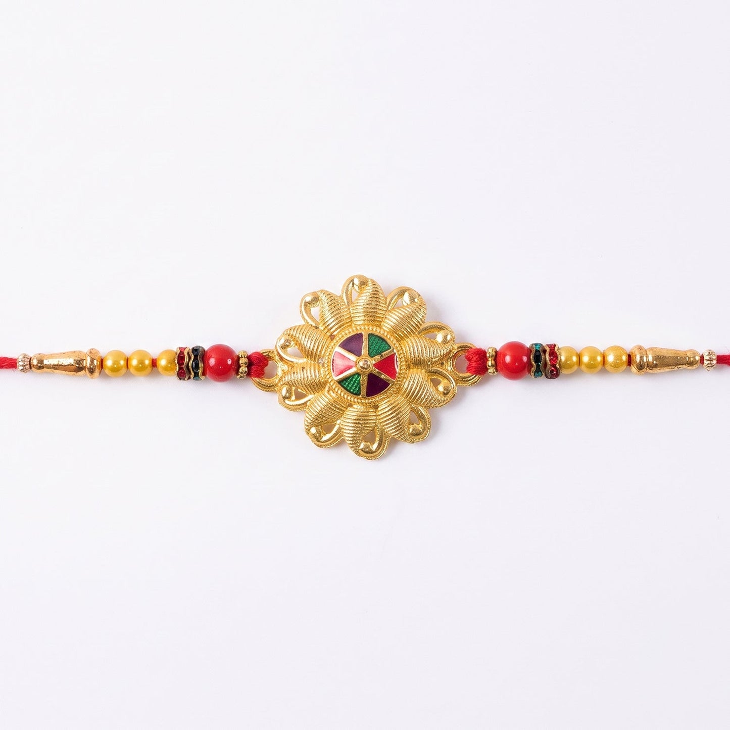 Floral Petal Medallion Designer Premium Traditional Rakhi for Brother