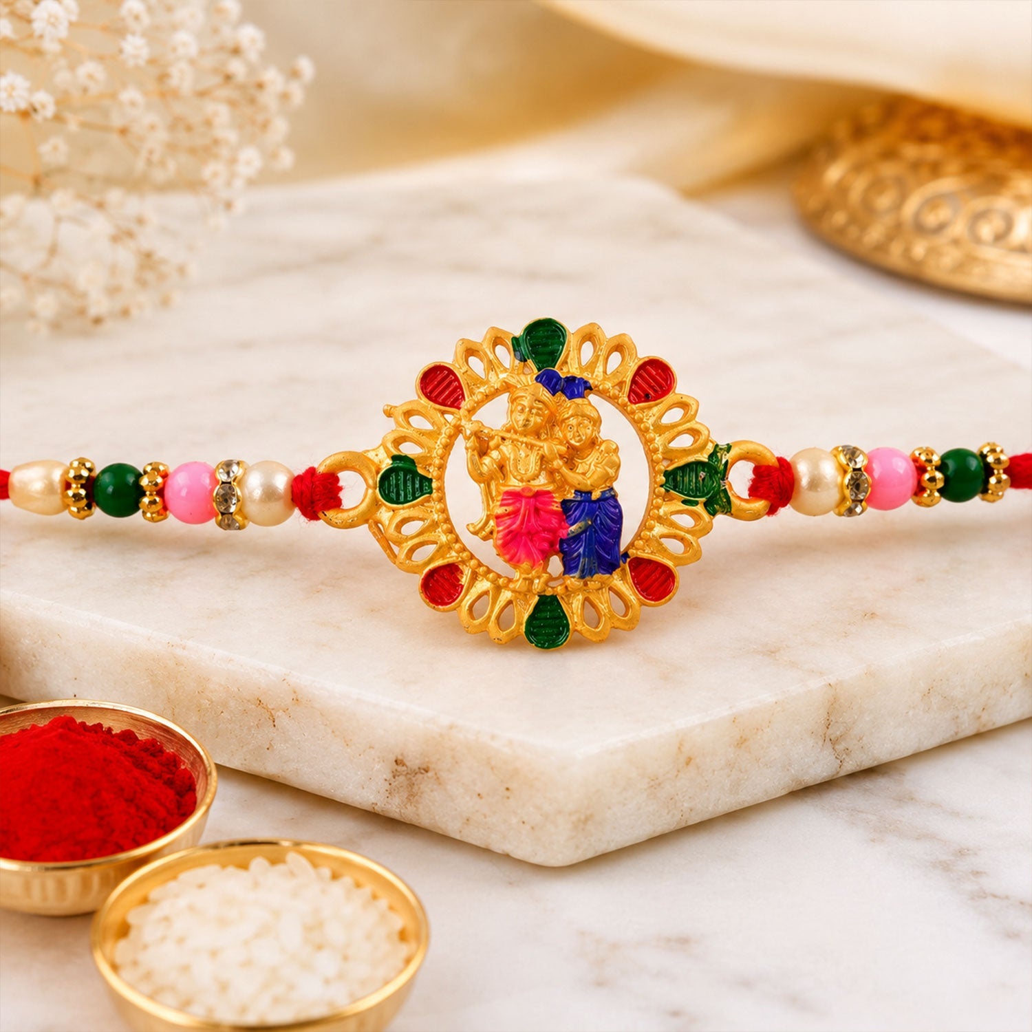 Krishna Charm Designer Premium Traditional Rakhi for Brother