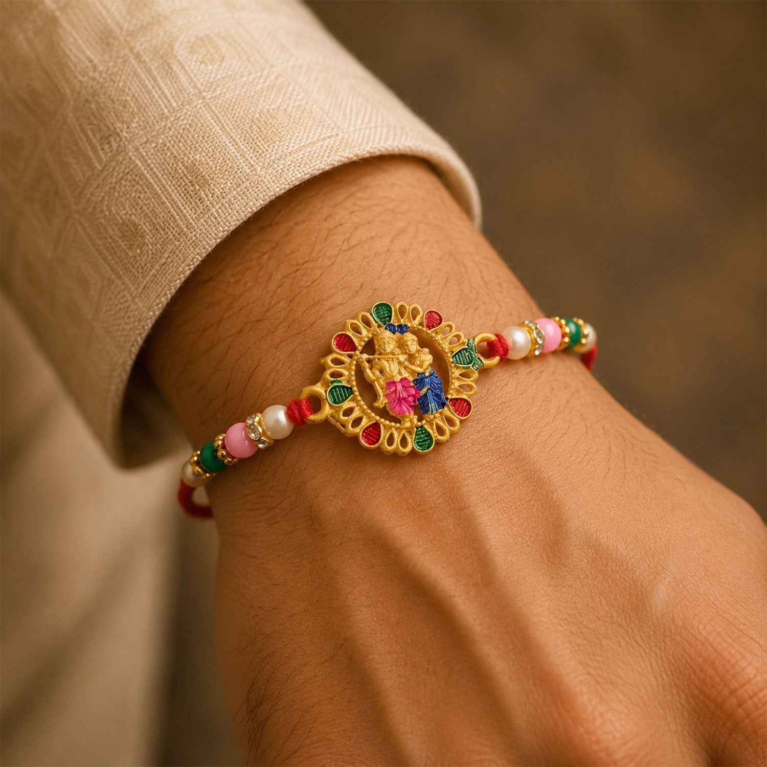 Krishna Charm Designer Premium Traditional Rakhi for Brother