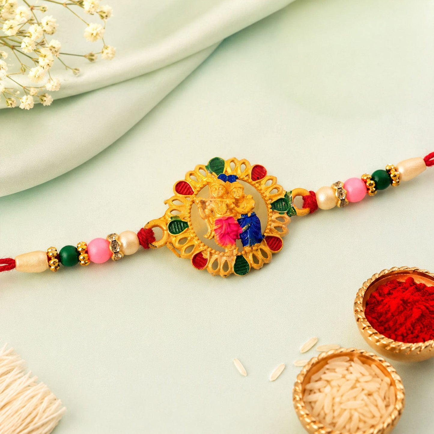 Krishna Charm Designer Premium Traditional Rakhi for Brother