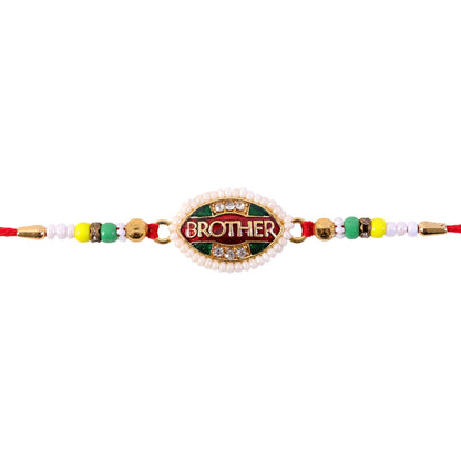 Brother Text Oval Stone Studded Premium Designer Rakhi for Brother