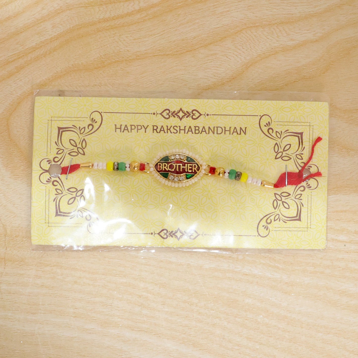 Brother Text Oval Stone Studded Premium Designer Rakhi for Brother