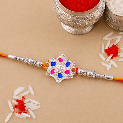 Floral Star Motif Stone Studded Premium Designer Rakhi for Brother