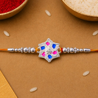 Floral Star Motif Stone Studded Premium Designer Rakhi for Brother